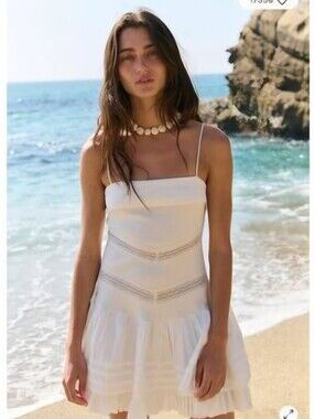 Free People free-est Bliss Beauty Mini Dress Ivory White XL NWT